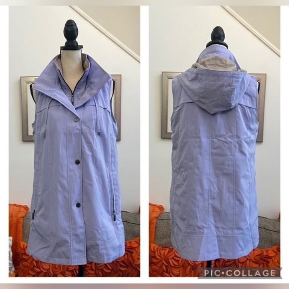 Coldwater Creek Lavender Sky Hooded Tunic Length Vest Women Size 1X - Picture 1 of 9